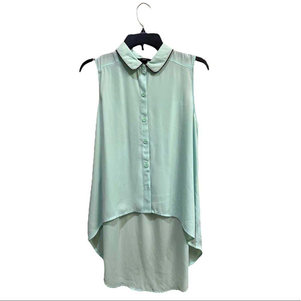 Forever 21 Green Embellished Button Down Top
